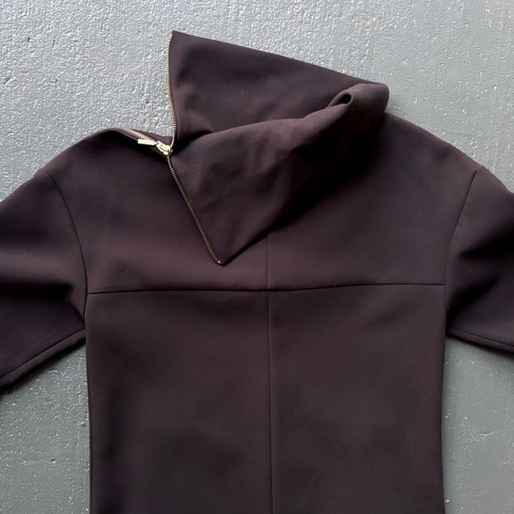 ZARA Exposed Gold Metal Zippers High Collar Boxy Silhouette Mini Dress - Picture 6 of 13